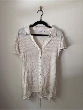 Jane and Delancey Cream Button-Front Short Sleeve Shirt